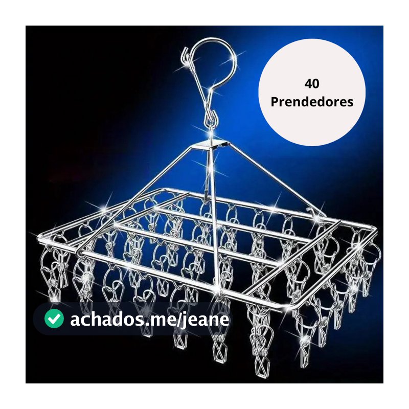 Varal 40 Clips Inox Prendedores Pratico E Retrátil Cabide Para Roupas Intimas Para Pequenas