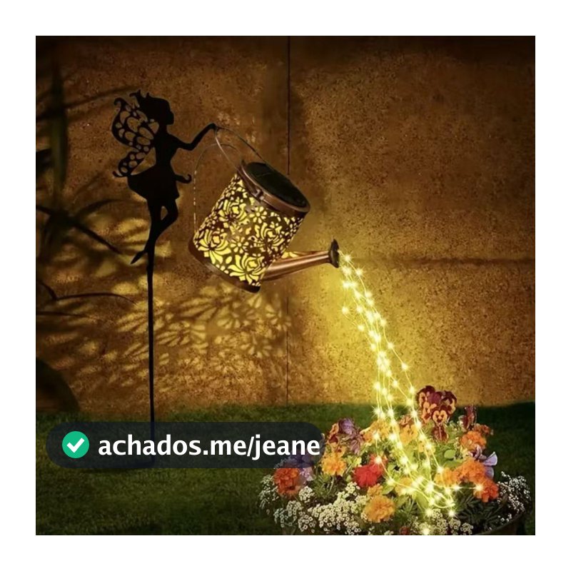 Luz Solar Piso Jardim Estilo Fada Regador Chaleira Led 3000k