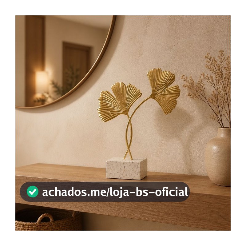 Escultura Decorativa Folha Cruzada Premium Decoração  Sala Estante e Decor 20cm