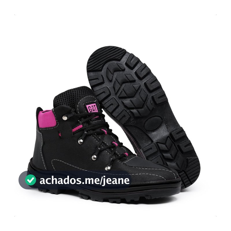 Bota Coturno Feminino Adventure Tênis Cano Curto Preto Rosa do 33 ao 40