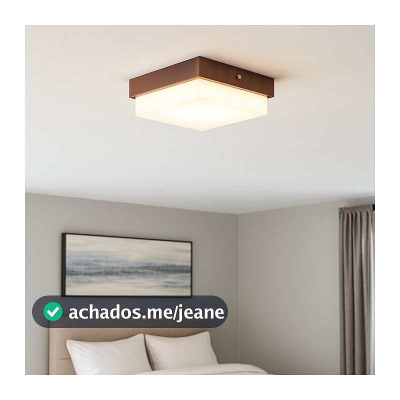Plafon franja madeira luminária acrílico 20cm