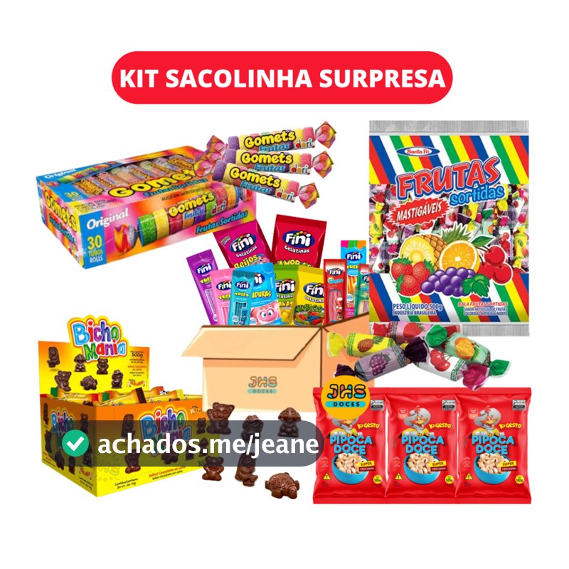 Kit Doces 30 Sacolinhas Surpresa Guloseimas Festa Infantil