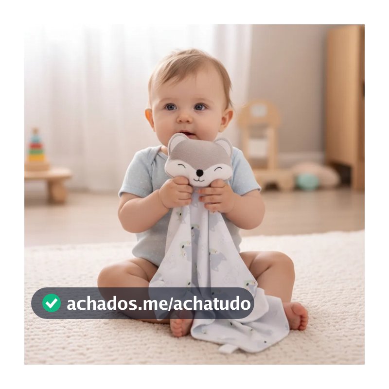 Naninha Para Bebe Com Prendedor De Chupeta Algodão Paninho Raposinha Enxoval