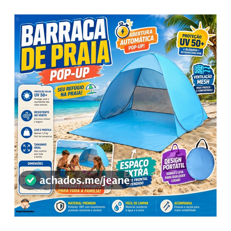 Barraca Tenda Proteção Solar Praia Acampamento Uv Portátil