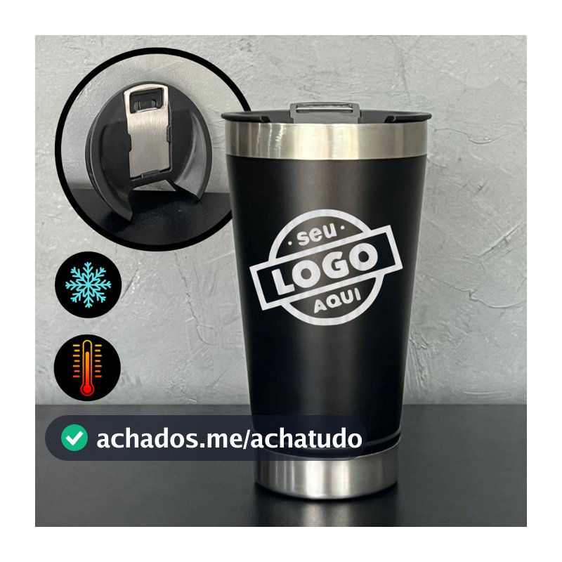 Kit 3 4 5 7 10 Copo Térmico Personalizado 473ml – Brinde com Tampa e Abridor | Nome Time Logo Evento