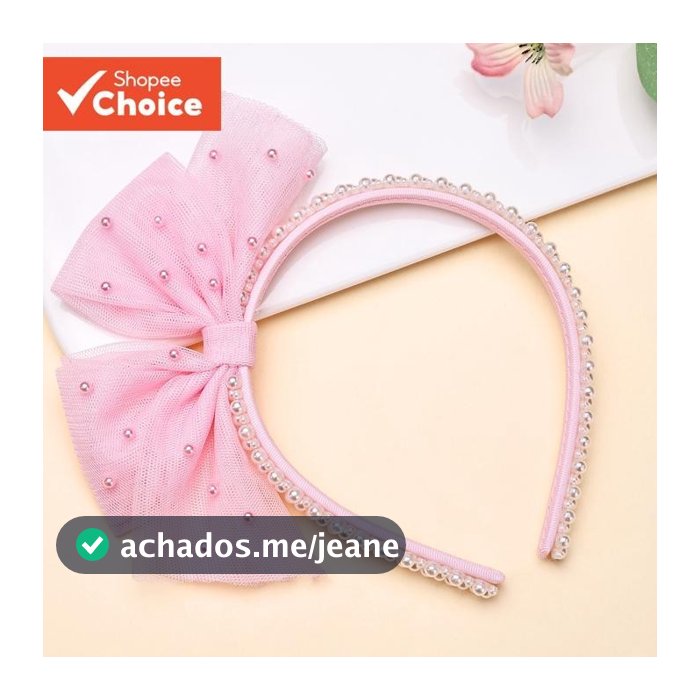 Argola De Cabelo De Pérola Branca Estilo Coreano Com Laço Elegante Faixa De Cabeça Para Crianças Conjunto De Grampo E Me