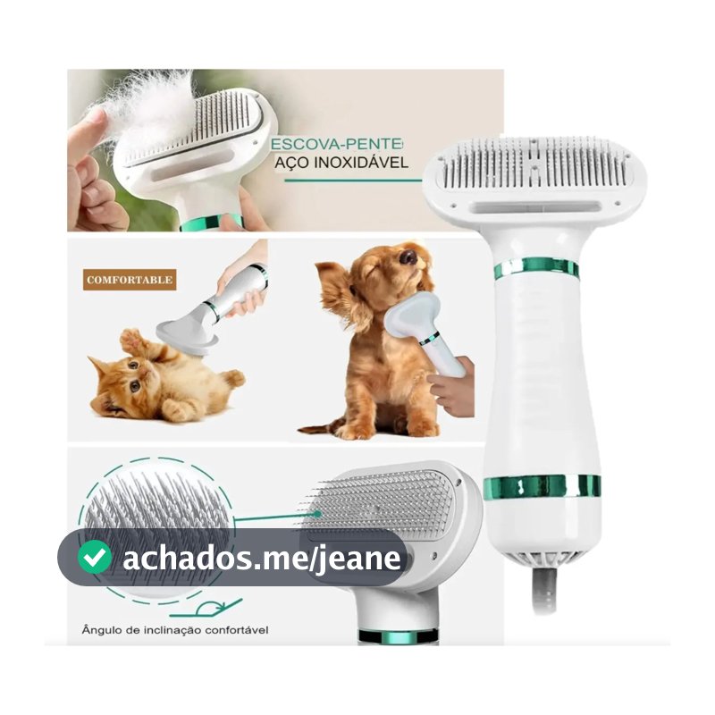 Escova Secadora para Cachorros e Gatos | Seca e Desembaraça os Pelos | 2 em 1 SOMENTE 220V