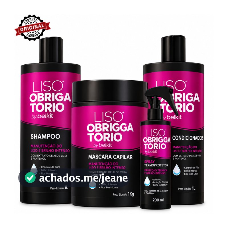 Kit Profissional 3 Itens Capilar Liso Obrigatório 1L + Spray Liso Obrigatório