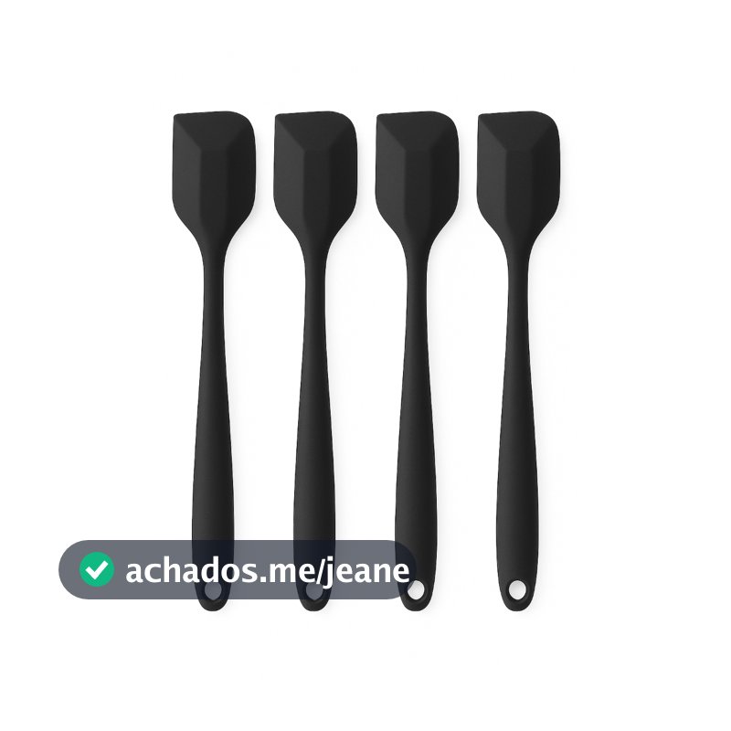 Espátulas Silicone Pretas Premium Utensílio Cozinha Profissional 27 cm