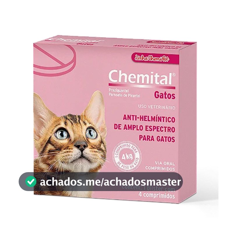 Vermífugo Chemital Para Gatos Chemitec 4 Comprimidos
