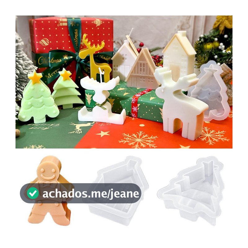 Conjunto De Moldes De Velas De Natal De 1 Unidade , Árvore 3D , Casa , Silicone Em Formato De Homem-Biscoito Para Aromat