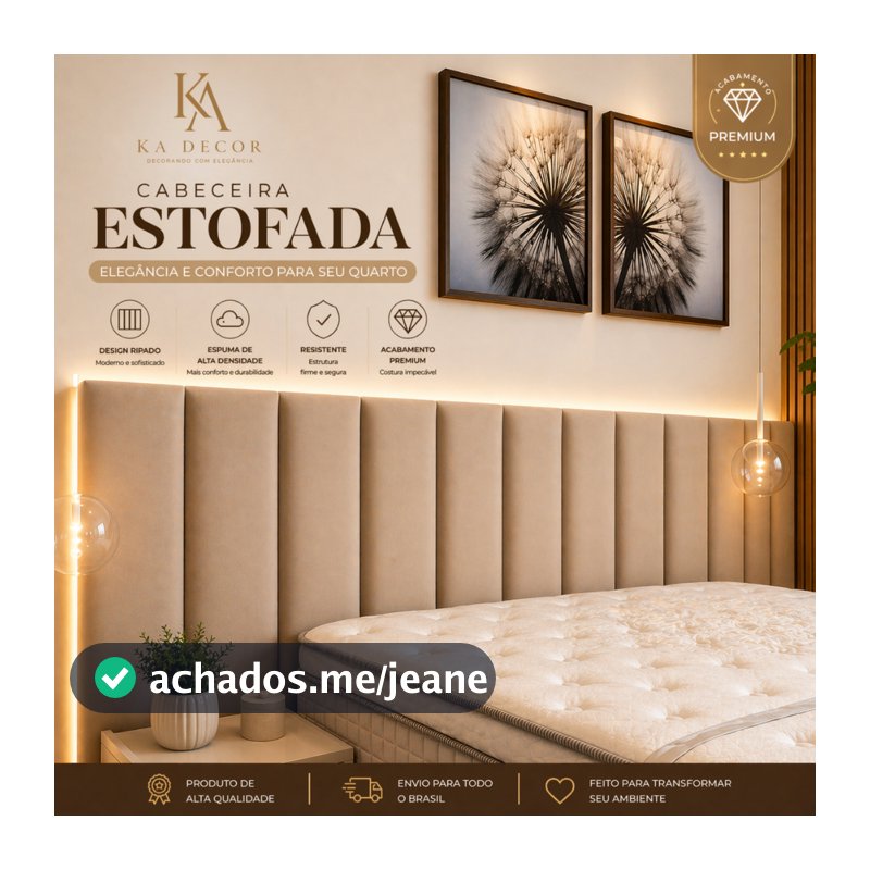 Cabeceira 110x20cm para Cama Box Estofada Modular | Premium Macia | Envio Imediato Full