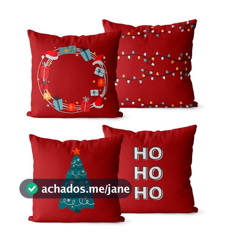 Kit 4 Capas de Almofadas De Natal 45x45 - Diversas Estampas Natalinas