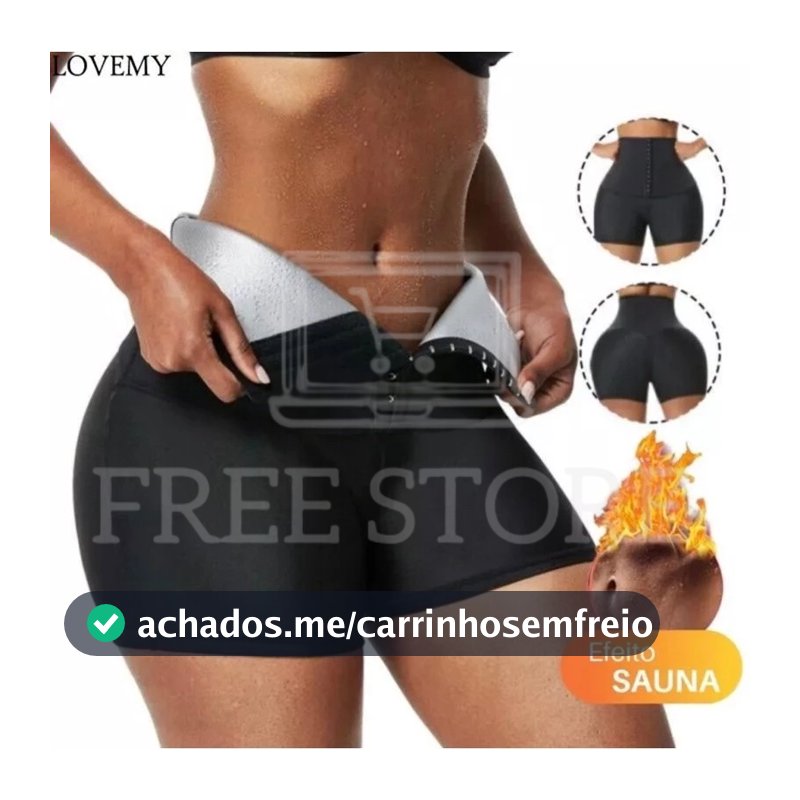 Cinta Short Modeladora Sauna Cinta Redutora De Medidas Exercícios Sweat Shaper