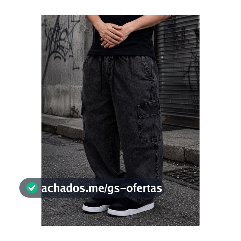 Calça Cargo Masculina/Feminina Streetwear Preta Mescla Cinza Grafite