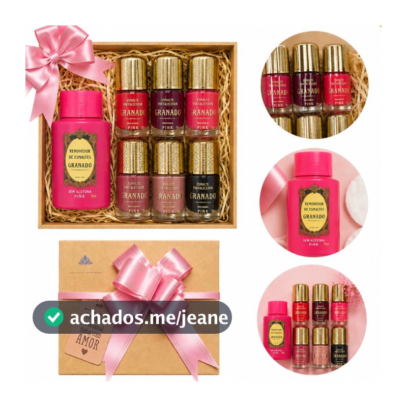 Kit Presente Cuidados Unhas Granado Esmaltes E Removedor Box 6 Esmaltes