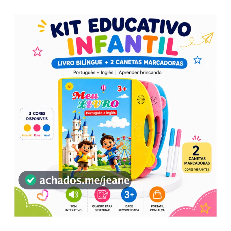 Livro Interativo com Som Infantil Bilíngue Português Inglês Multi Temas Toque Educativo Aprendizagem