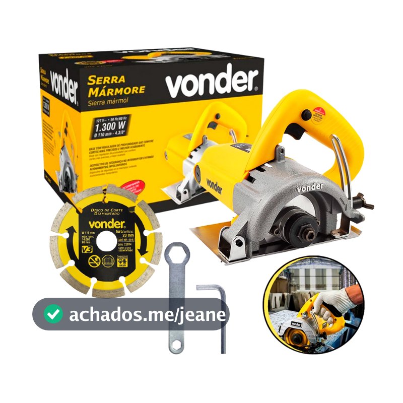 Serra Mármore Profissional Tipo Makita Vonder Smv1300s - Madeira, Concreto 220V/127V Acompanha Disco Diamantado