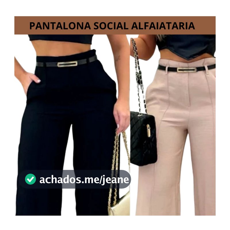 CALÇA PANTALONA DE ALFAIATARIA  FEMININA COM CINTO CINTURA ALTA ELEGANTE. no