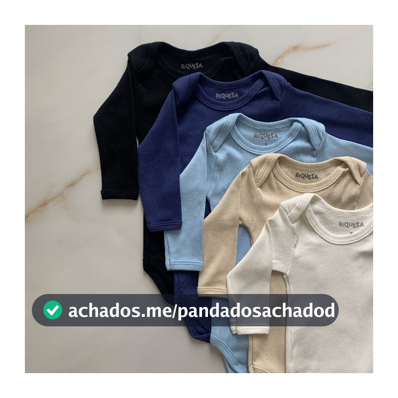Kit 5 Manga Longa Canelado 100% Algodao Body Bebe Menino Inverno Verao