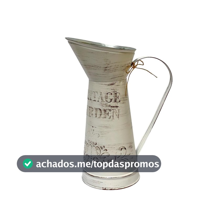 Vaso Jarro Decor Alto de Metal Vintage Bege 27,5 cm