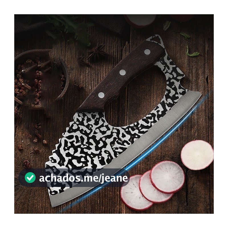 Cutelo Inox Profissional Cabo King Artesanal Churrasco Cozinha Faca de Cozinha Compatível com Amolador de Faca