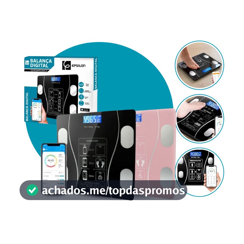 Epsilon Balança Digital Corporal Bioimpedancia Corporal 140kg Aplicativo Profissional Bluetooth