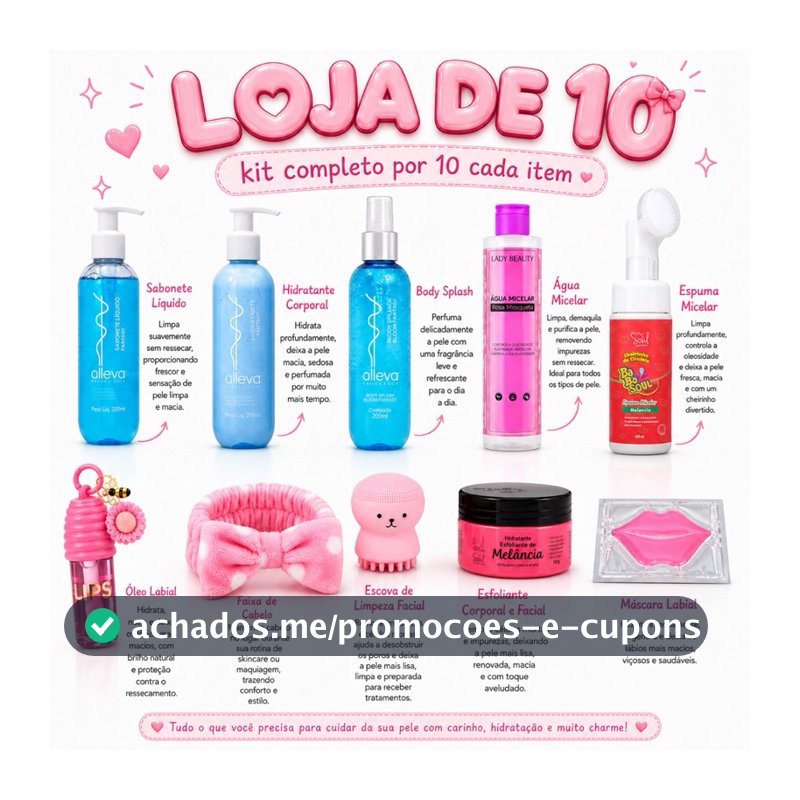 Loja de 10 Kit Skincare Feminino Completo com Acessórios e Cuidados Faciais
