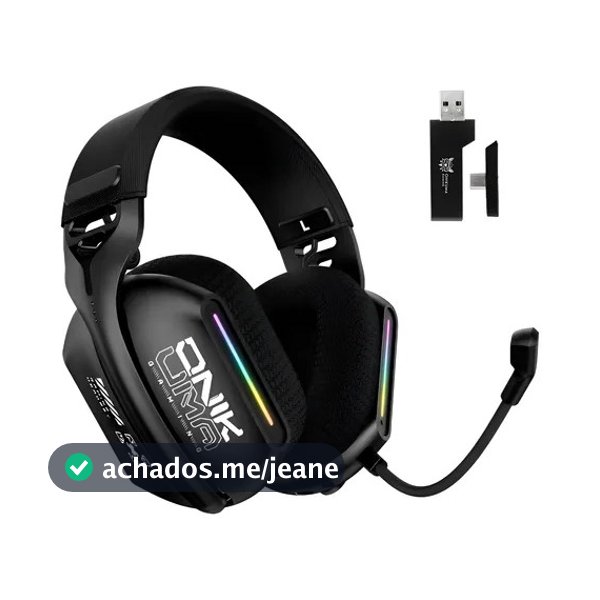 Headset Gamer RGB Sem Fio Wireless 2.4GHz Bluetooth 5.3 Wired USB -C Microfone Para PS5 PC e Celular