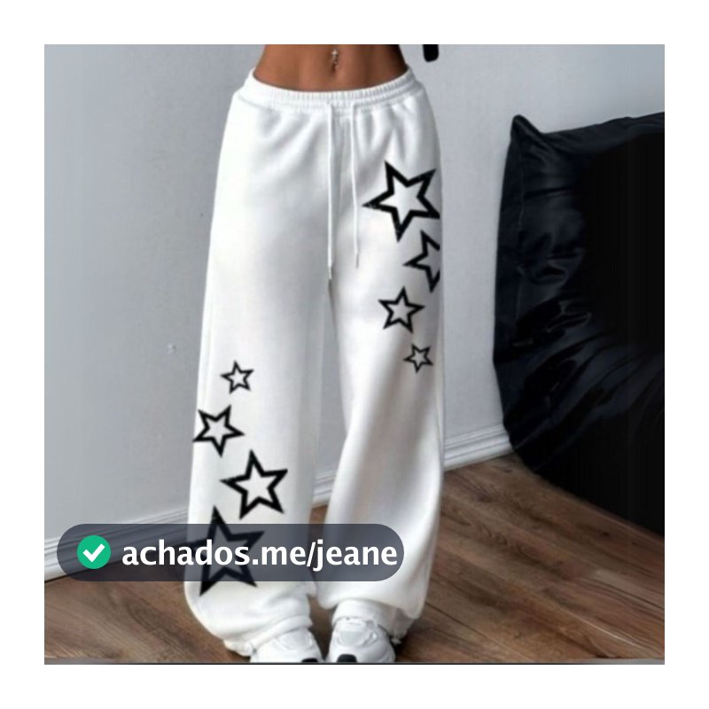 Calça Moletom Wide Leg Unissex Estilo Streetwear Confortável Modelo: "Estrelas em Cima e em Baixo" - Novidade Especial