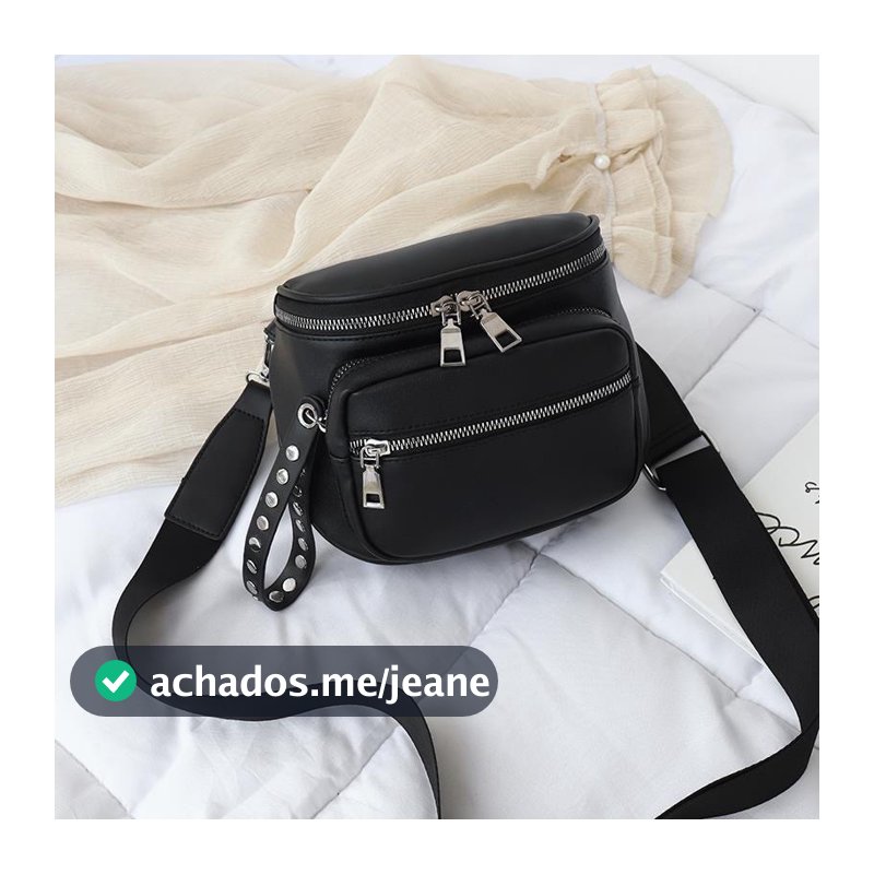 Bolsa Pochete Feminina Em Couro Pu Transversal  Pochete Estilosa Moderna Blogueira Com Alça Textil