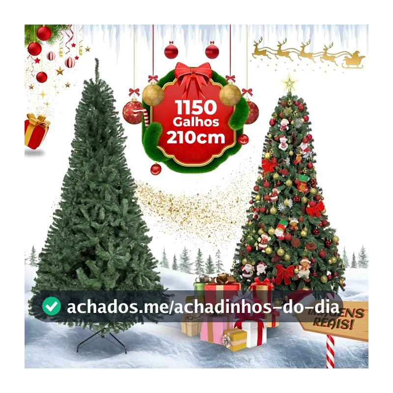 Arvore Natal Real 210cm com 1150 Galhos Pé de Ferro Sodalita