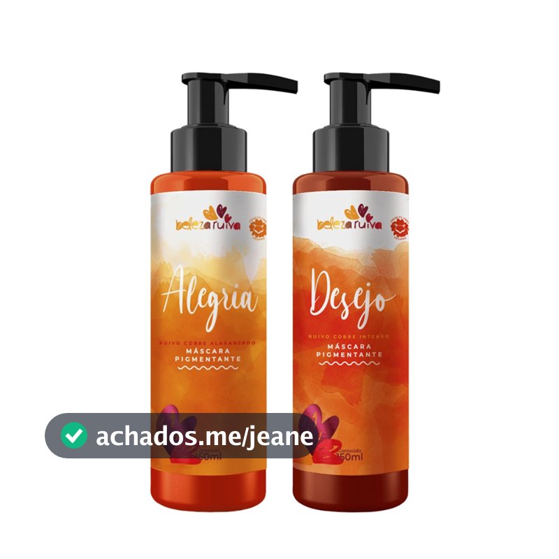 KIT Tonalizante Ruivo Cobre Intenso Desejo + Alaranjado Alegria 150ml Máscara Pigmentante Óleo de Rícino Ruivo Princesa