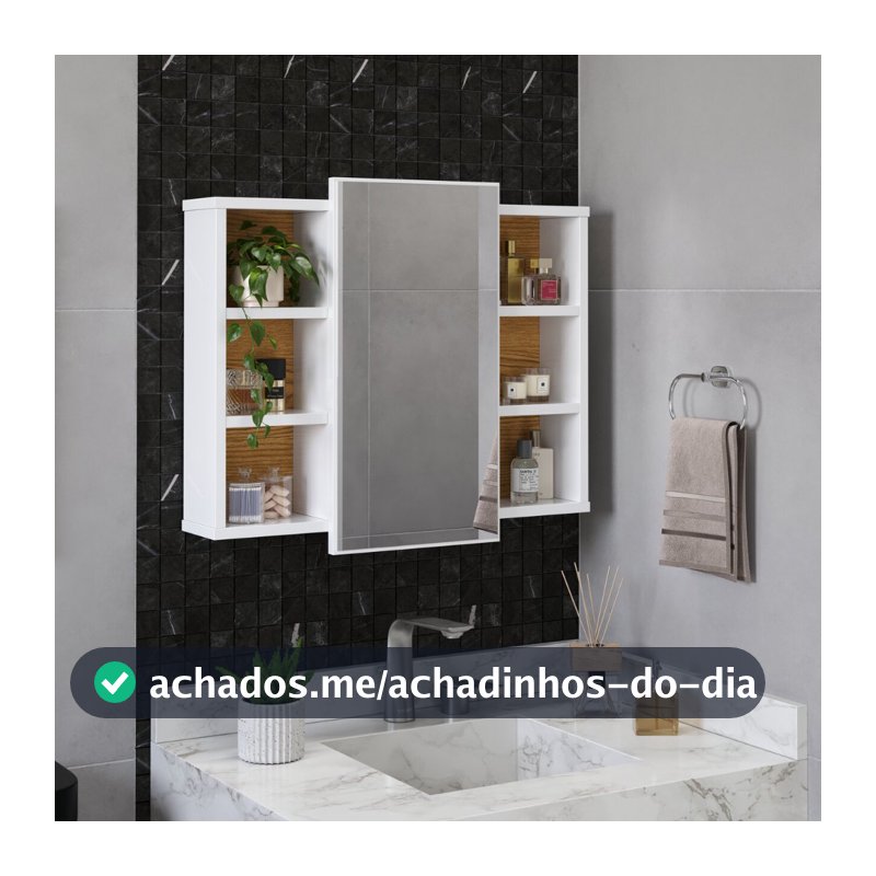 QUEIMA DE ESTOQUE PROMOÇÃO! Espelheira Armario Organizador Para Banheiro Com Prateleira Nicho MADRI