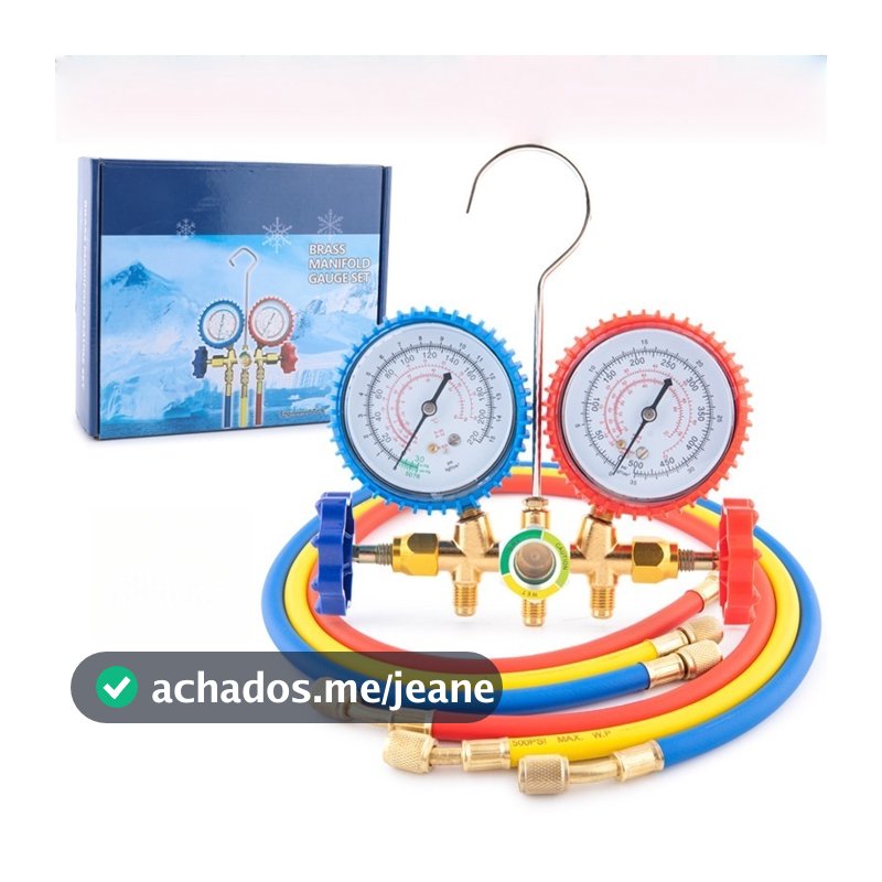 Manifold R134A R22 R12 Com Visor + Mangueiras R502 - 90cm