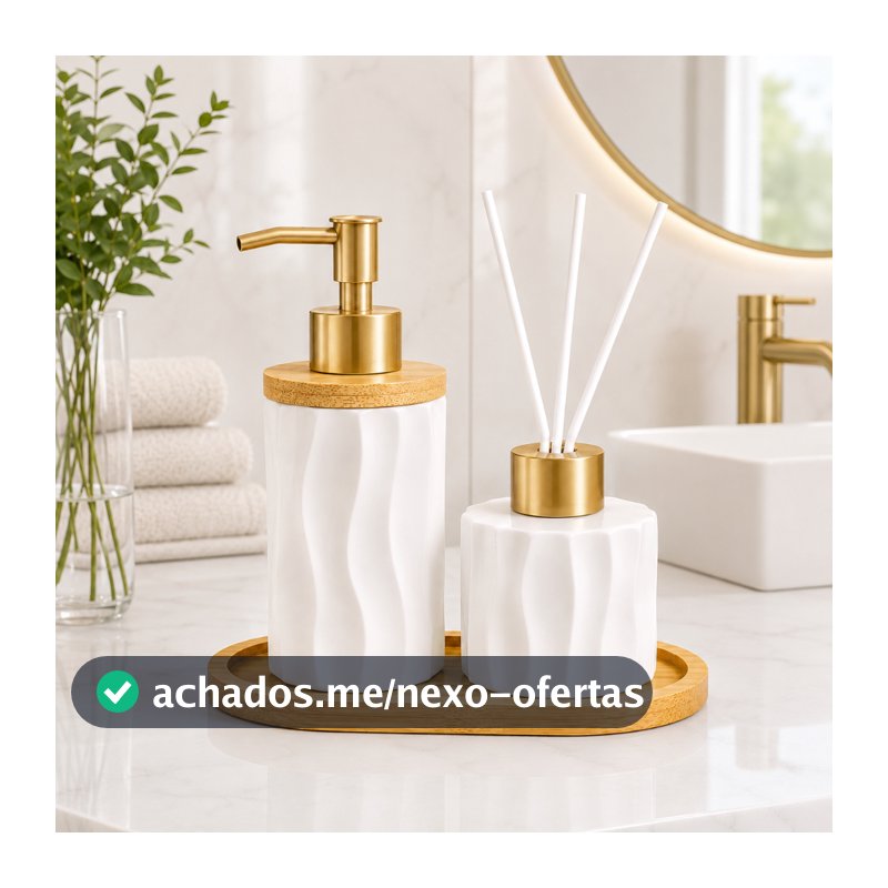 Kit Banheiro Lavabo Porta Sabonete Líquido Saboneteira Dispenser Bandeja Organizador Moderno