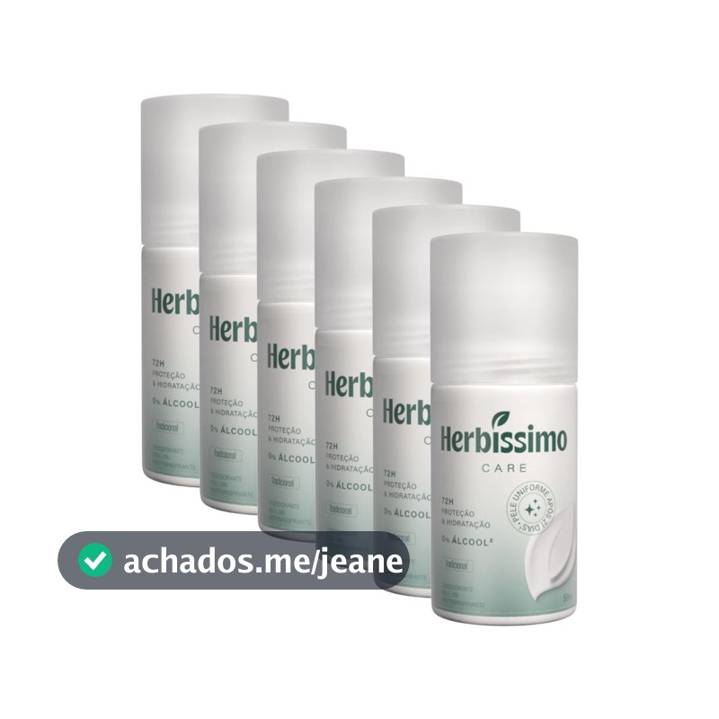 Kit Desodorante Roll-On Antitranspirante Herbíssimo Care Tradicional 50ml (6 unidades)