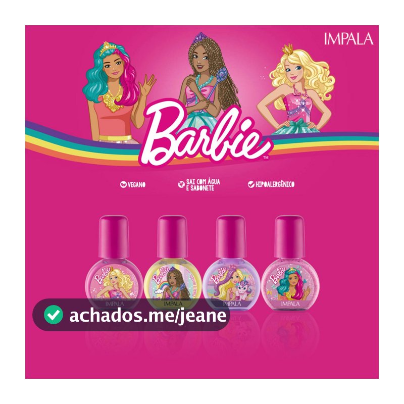 Esmaltes Barbie Infantil Kit 4 cores Coleção Impala à base de água para crianças