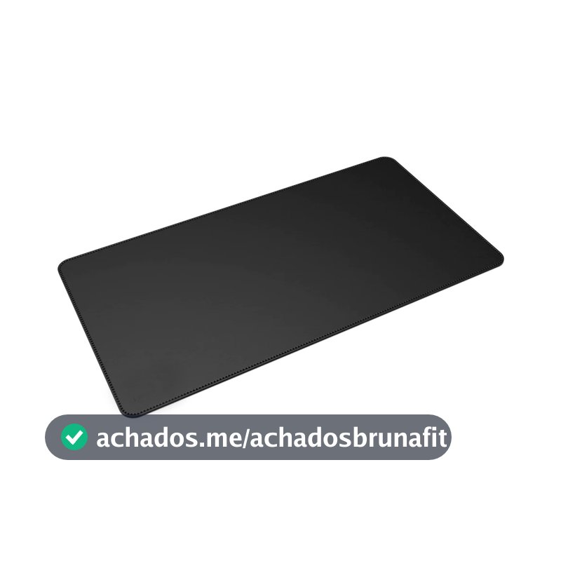 Mouse Pad Grande Couro Preto Feltro Costurado Básico