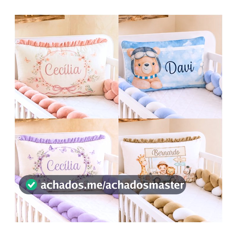 Kit Berço Personalizado Completo Protetor 3 Peças Americano Nacional Mini Berço Menina Menino