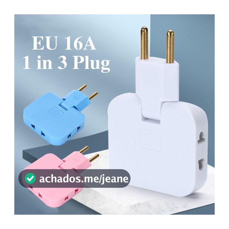 Pino Adaptador Tomada 16A Articulado Flexível Dobrável Prático com 3 Saídas