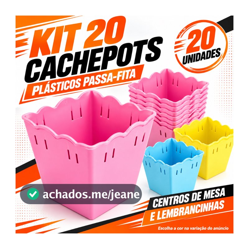Kit C/20 Cachepot Plástico Passa Fita - Centro de Mesa Lembrancinhas