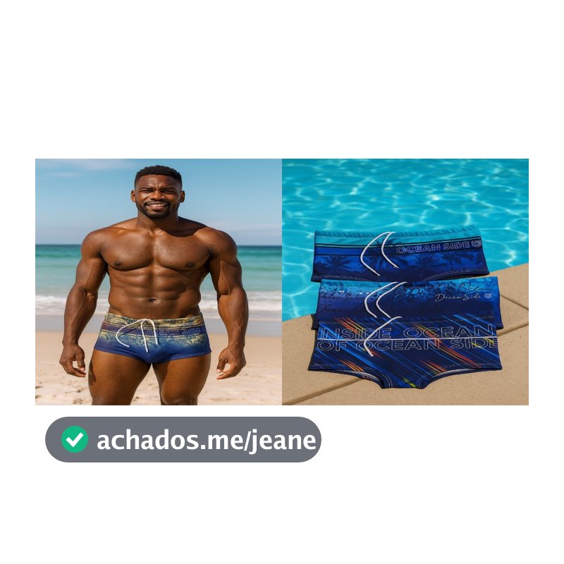 Sunga Boxer Masculina Estampada Praia Piscina com Forro e Cordão Ajustável