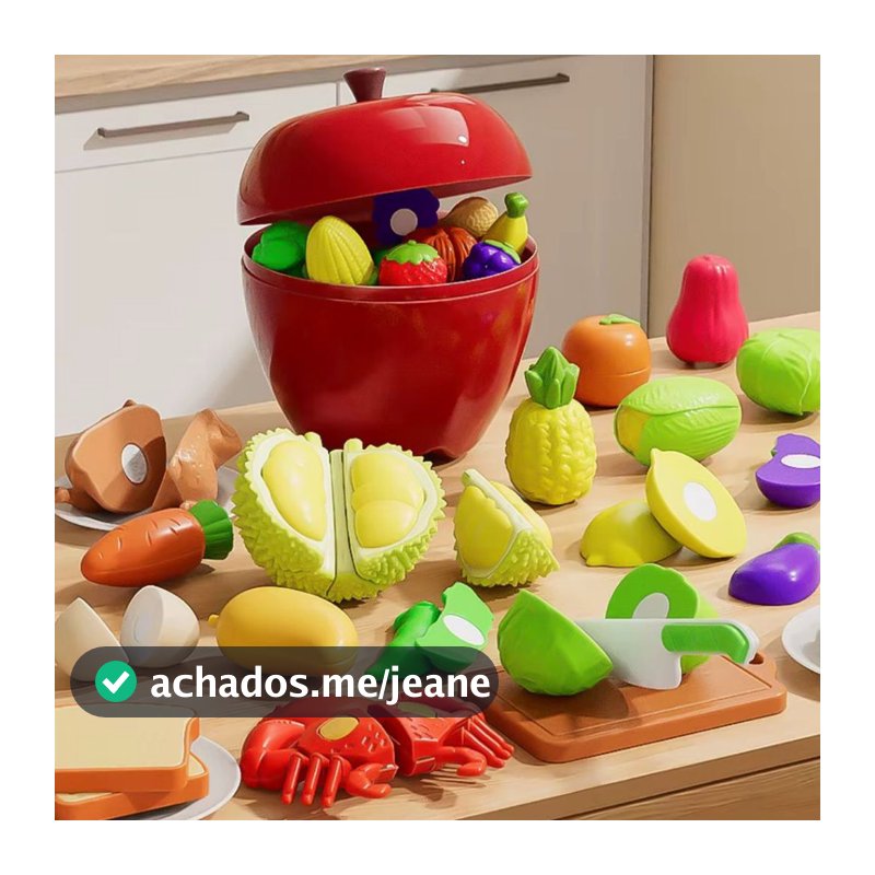 Maçã com Frutas de Corte Interativas Com 40 peças Para Crianças Brincar