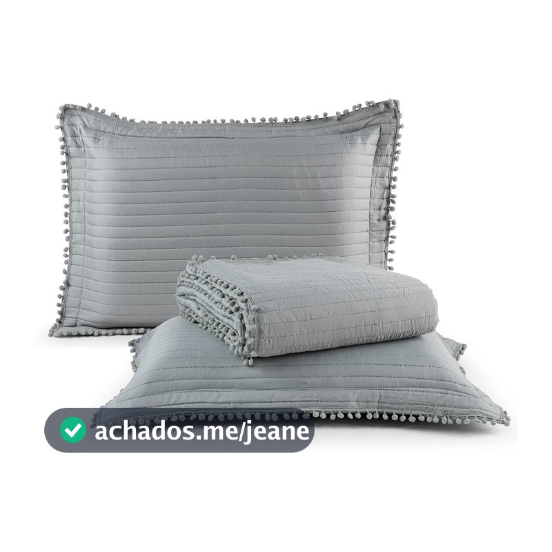 Kit Cobre Leito Colcha Casal Solteiro Queen King 3 e 2 Peças Matelado PomPom 300 Fios Porta Travesseiro