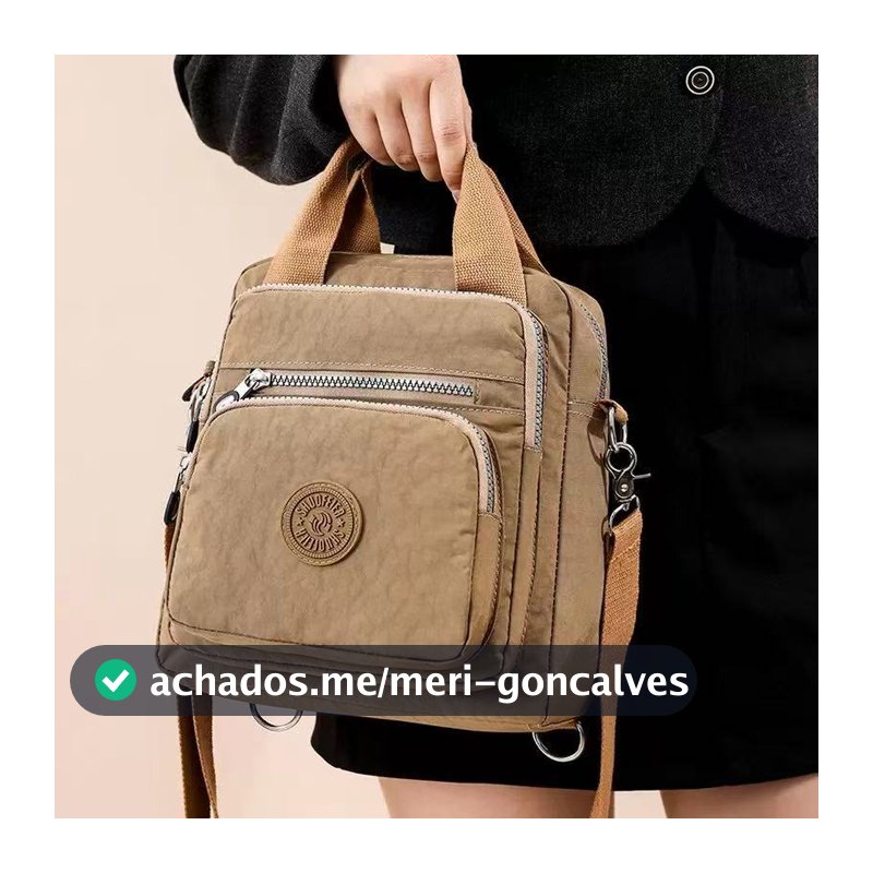 Bolsa Feminina Nylon Impermeável 3 em 1 Transforma em Mochila e Tiracolo Transversal Leve