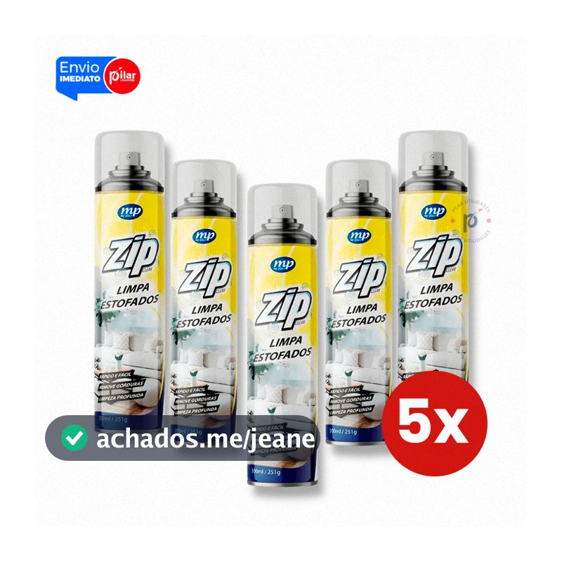 Kit Zip Clean 300ml Limpa Estofados Limpeza Profunda Sofá Banco Carro Remove Manchas Difíceis