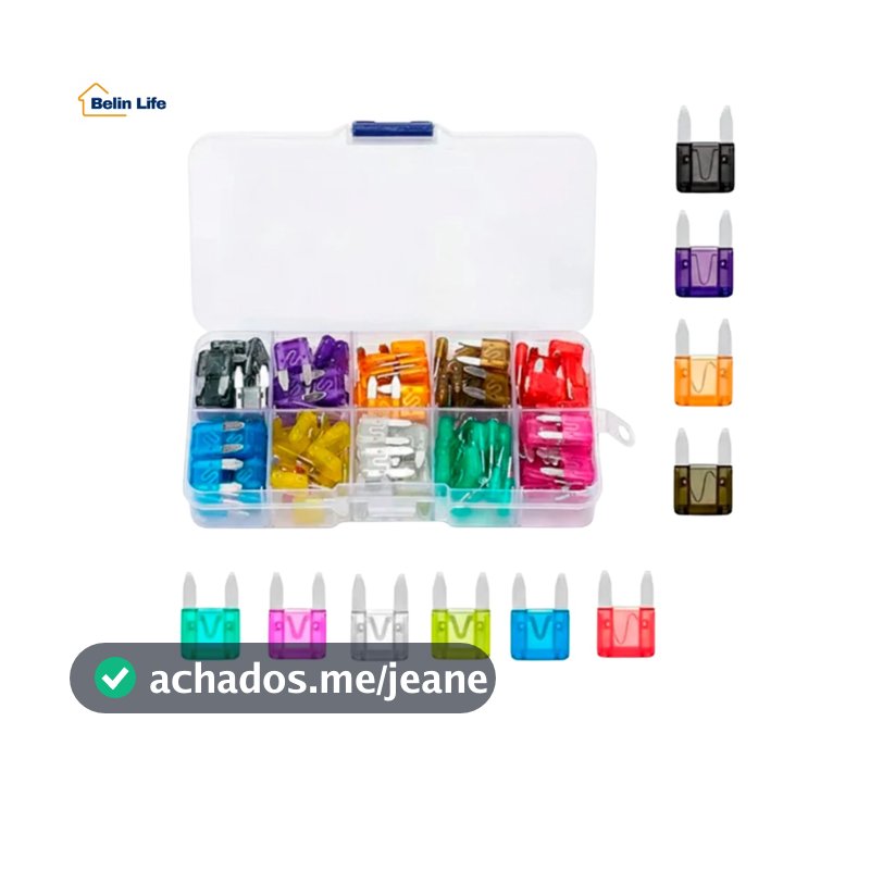 Kit Fusivel de Carro e Moto Tipo Lamina Colorido Com Estojo Organizador 120 Pecas 2A ate 35A