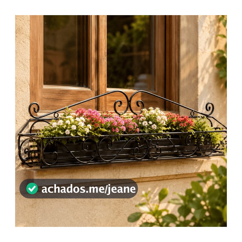 Jardineira de Janela Ferro 60/80/100/120cm Suporte Flores Plantas Varanda Sacada Jardim Decorativo Lares