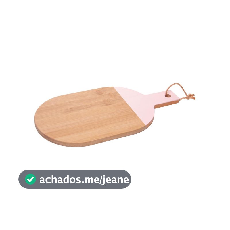Tábua para Corte Oval Lignora 35cm Bambu Rosa Wolff com Cabo para Cozinha Cortar Alimentos Servir Petiscos Prática Útil